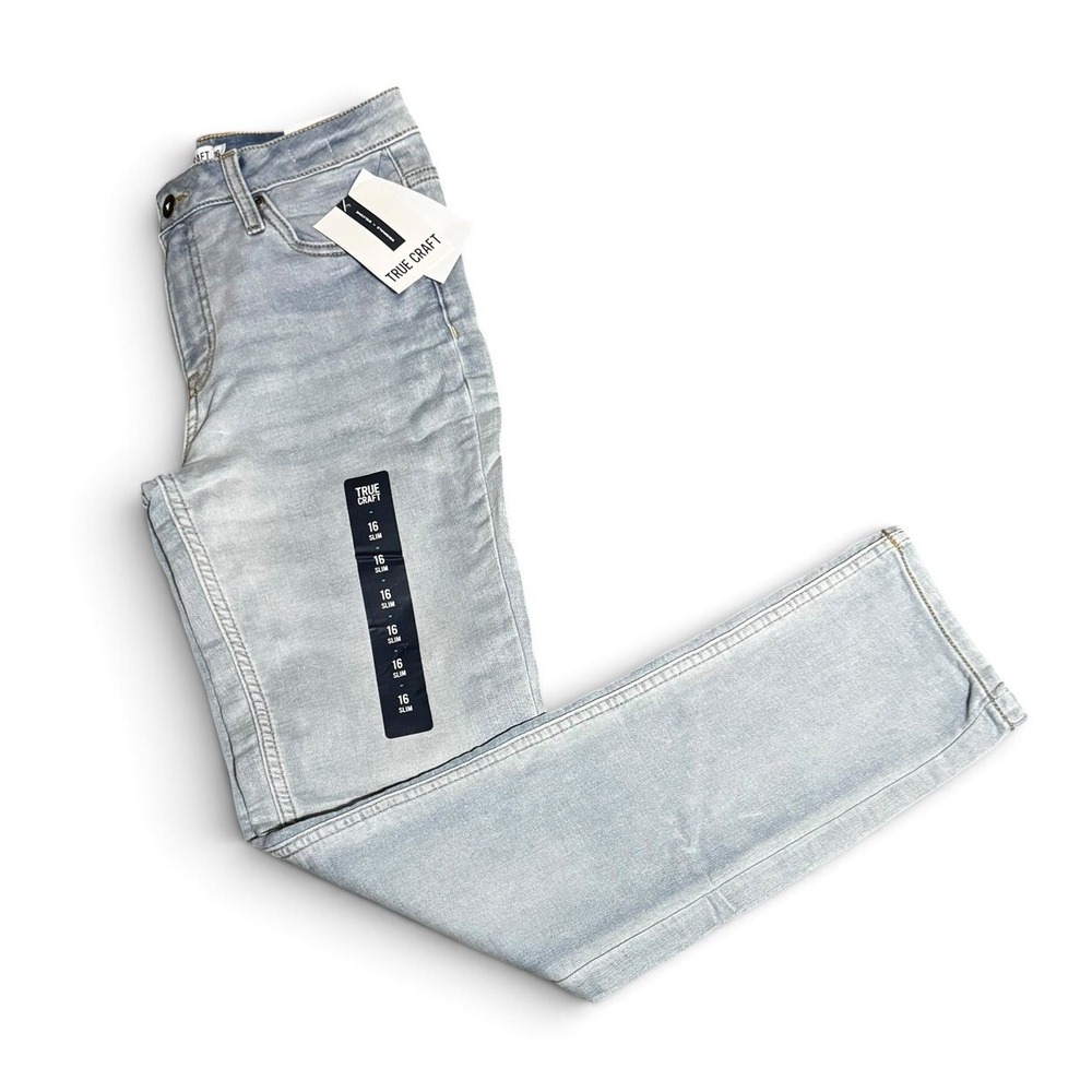 True Craft Girls Size 16 Slim Jeans Light Wash Straight Leg Comfort Flex NWT